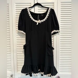 Dolls Kill Black Dress with White Lace Trim